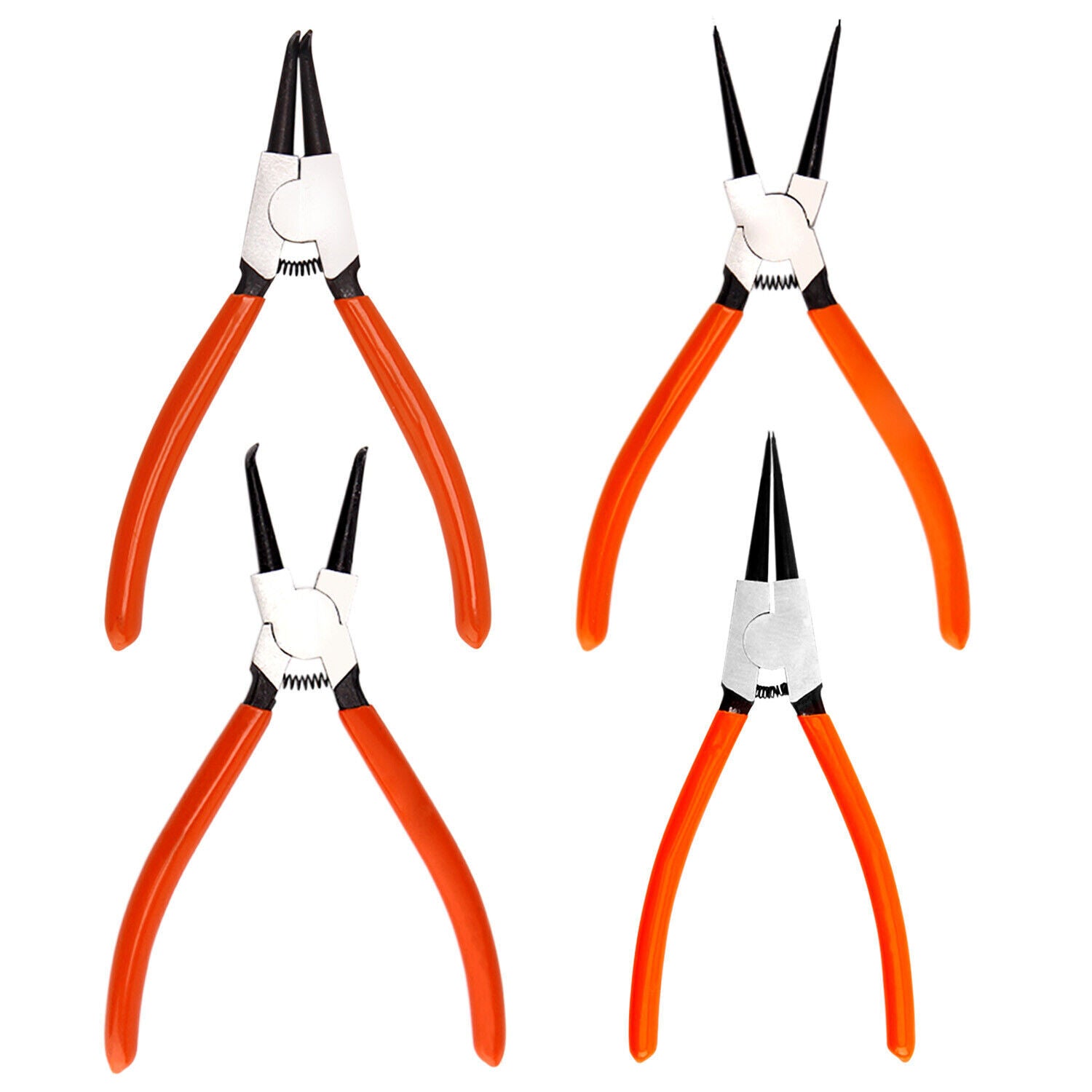4Pcs Heavy Duty 7" Circlip Plier Snap Ring Plier External Internal Kit W/ Pouch