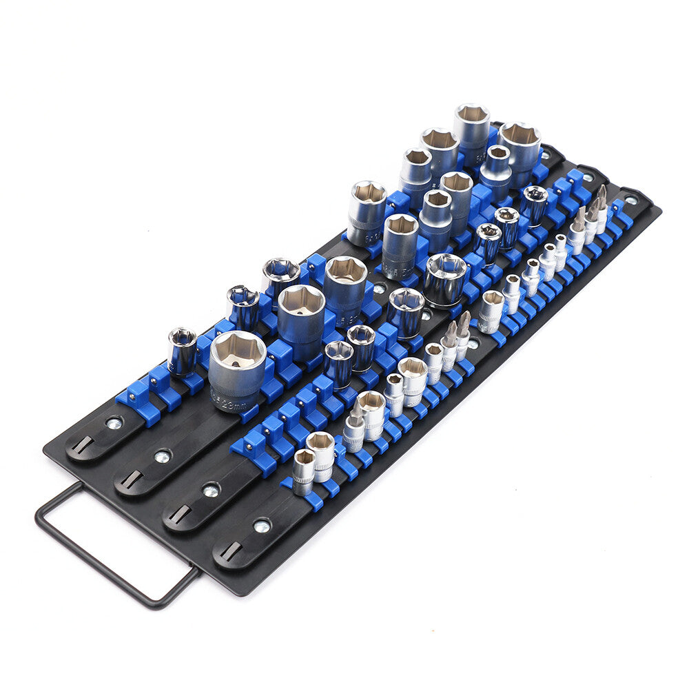 Heavy Duty Socket Organizer Rack – 80 Clip Holder for Tool Storage Tray Storage Rack Mountable 1/4 3/8 1/2 