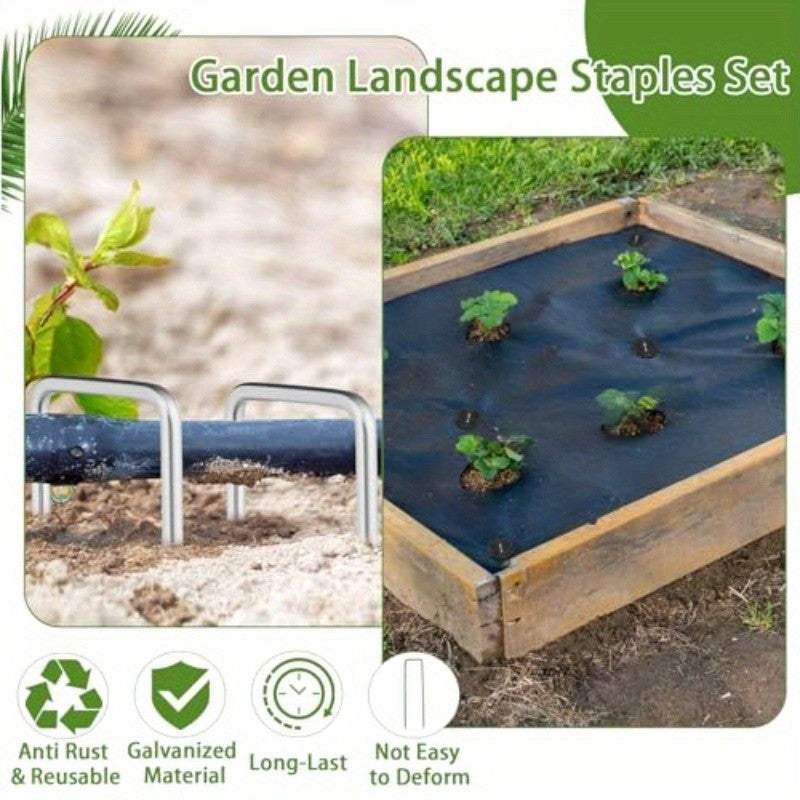 101 Pack Stainless Garden Stakes Landscape Staples Set with Mats& Precision Hook