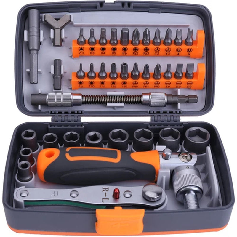 38Pcs Mini Mechanics Tool Set Socket Ratchet Screwdriver Wrench Repair Tool Kit