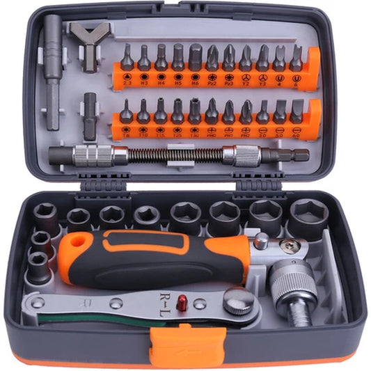 38Pcs Mini Mechanics Tool Set Socket Ratchet Screwdriver Wrench Repair Tool Kit