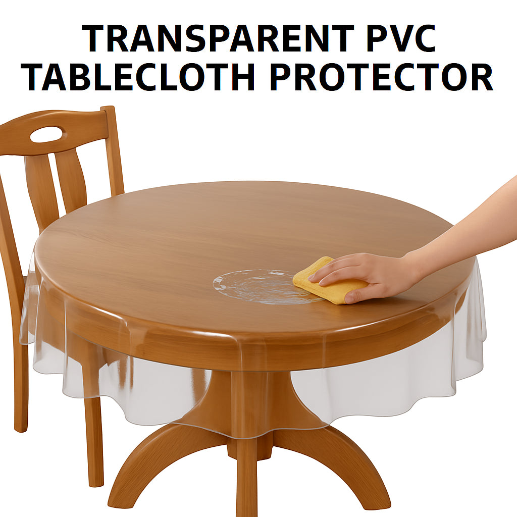 70" round Clear Tablecloth Protector – Heavy Duty Vinyl Cover with Hemmed Edge