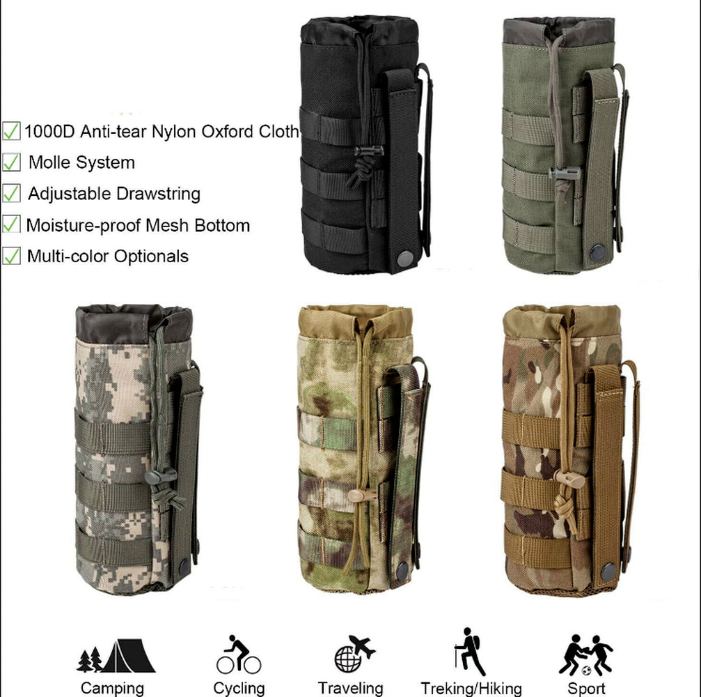 Molle Tactical Water Bottle Bag Pouch Kettle Holder Carrier Camping Hiking Bag