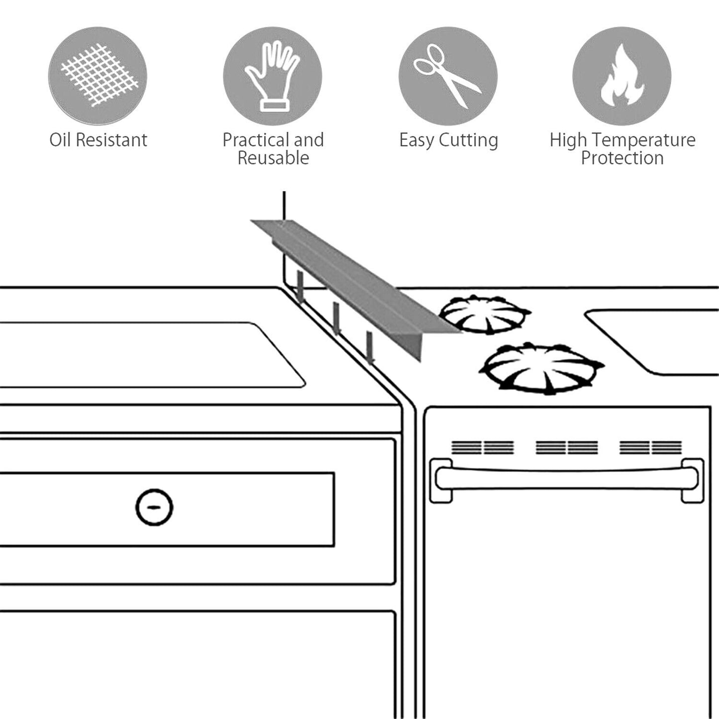 2 PCS 21'' Silicone Gap-Seal for Fall, Easy-Clean & Oil-Resistant Countertop & Stove Gap-Cover, Waterproof & Heatproof Gap-Seal for Kitchen, Birthday Gifts