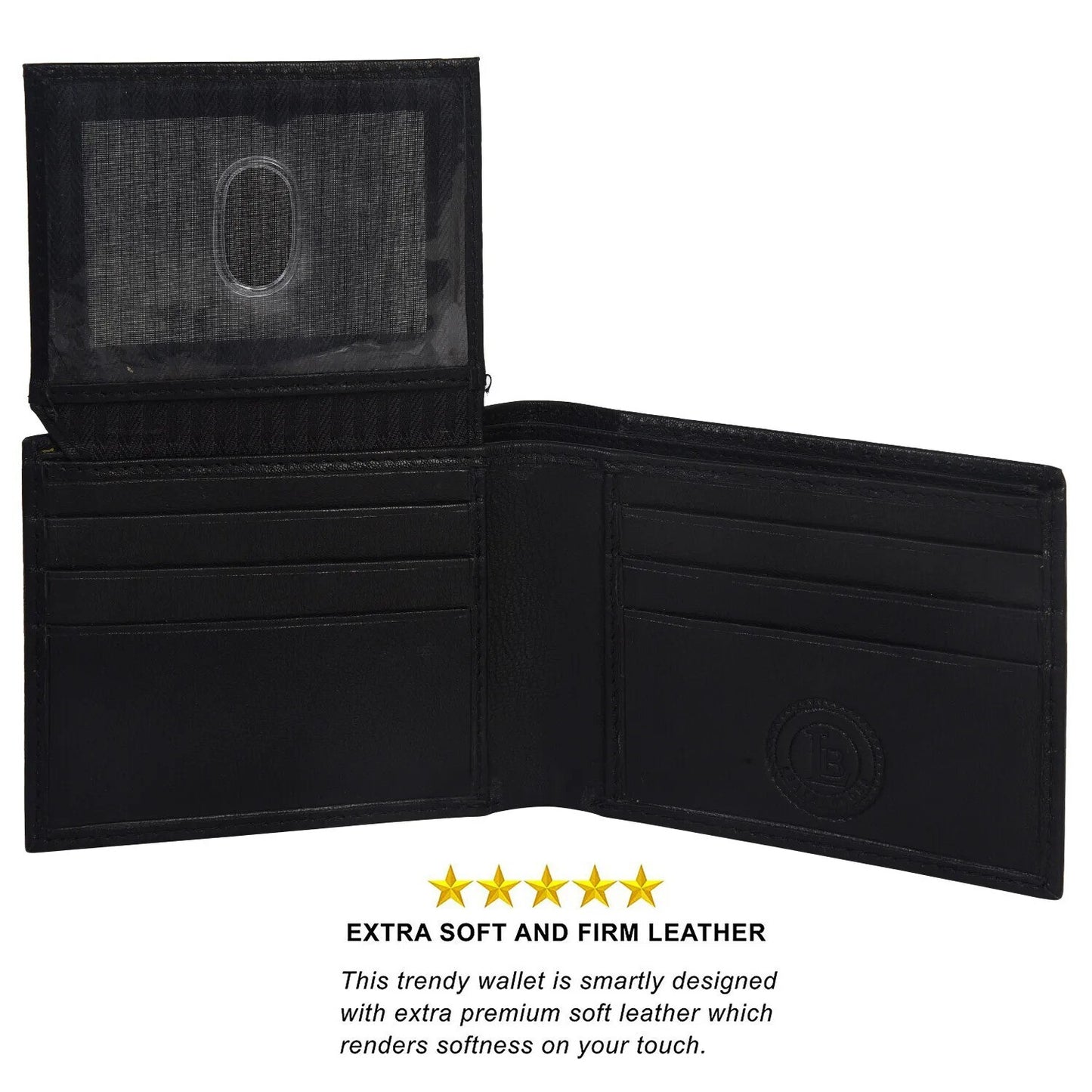 Men's Wallet Genuine Leather Minimalist Bifold Wallets for Men RFID Blocking Slim