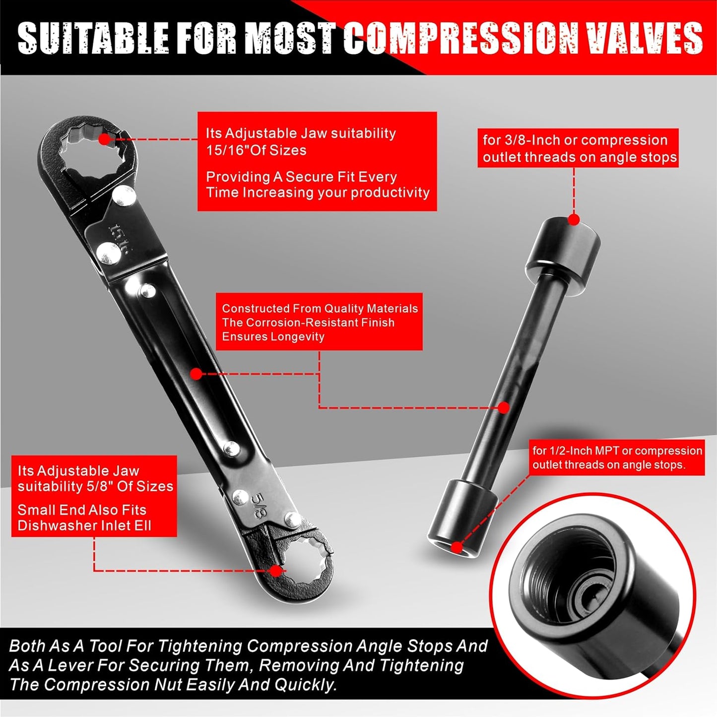 Plumbing Tools Plumbing Wrench Professional Plumbing Toolset For Easy Angle Stop And Supply Nut Installation