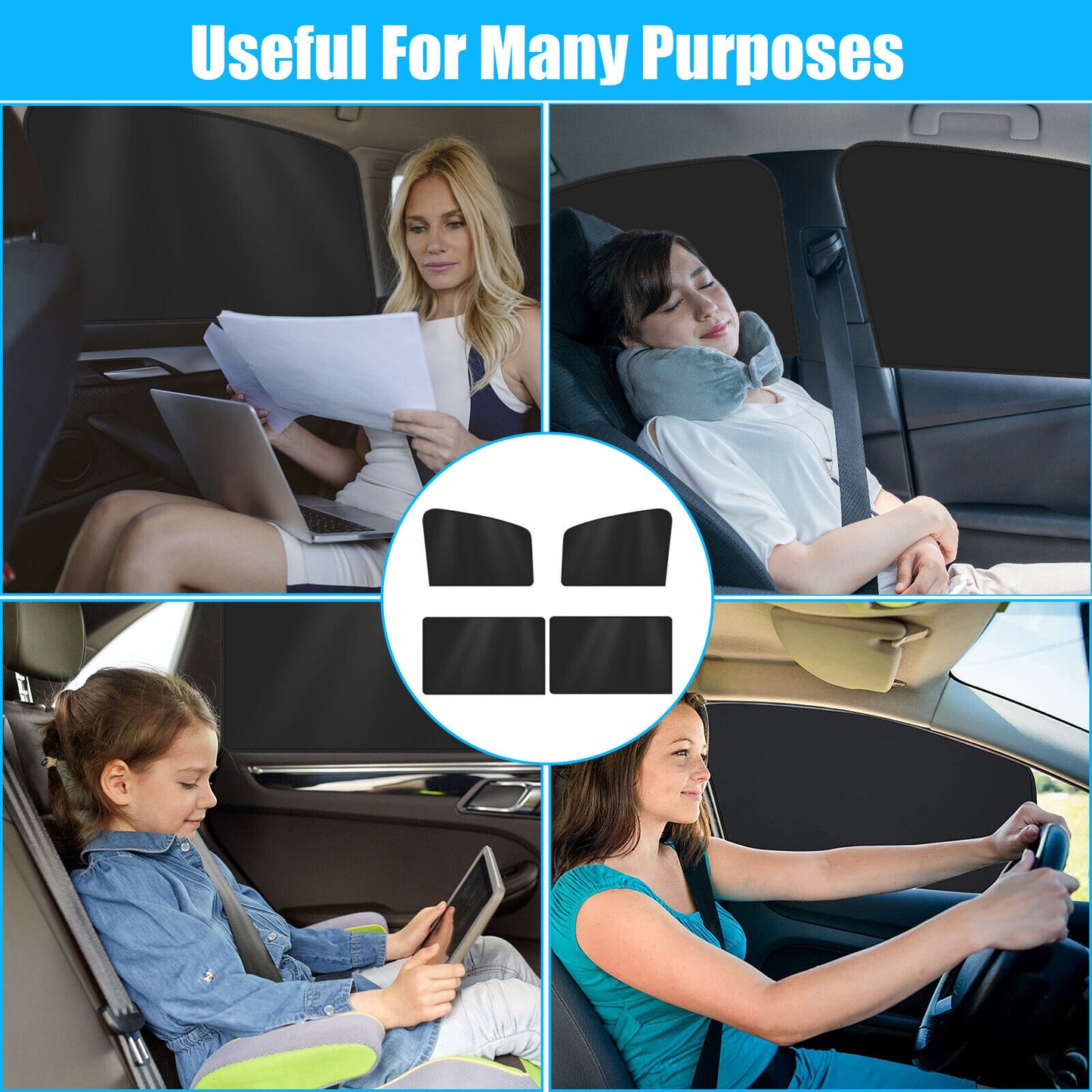 4PCS Magnetic Car Side Window Sun Shade Cover Shield UV Protection Front & Rear