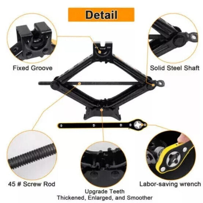 2 Ton Scissor Jack Handle Crank Wheel Lug Wrench Tool Kit Car Garage Tire✨