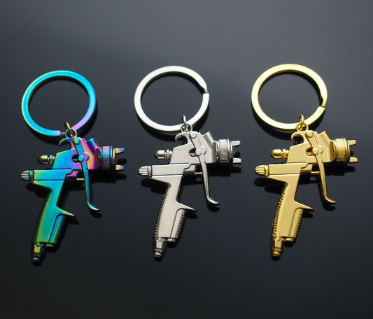 3 Pack - Spray Paint Key Chain Ring Pendant Keychain - Rainbow Silver & Gold