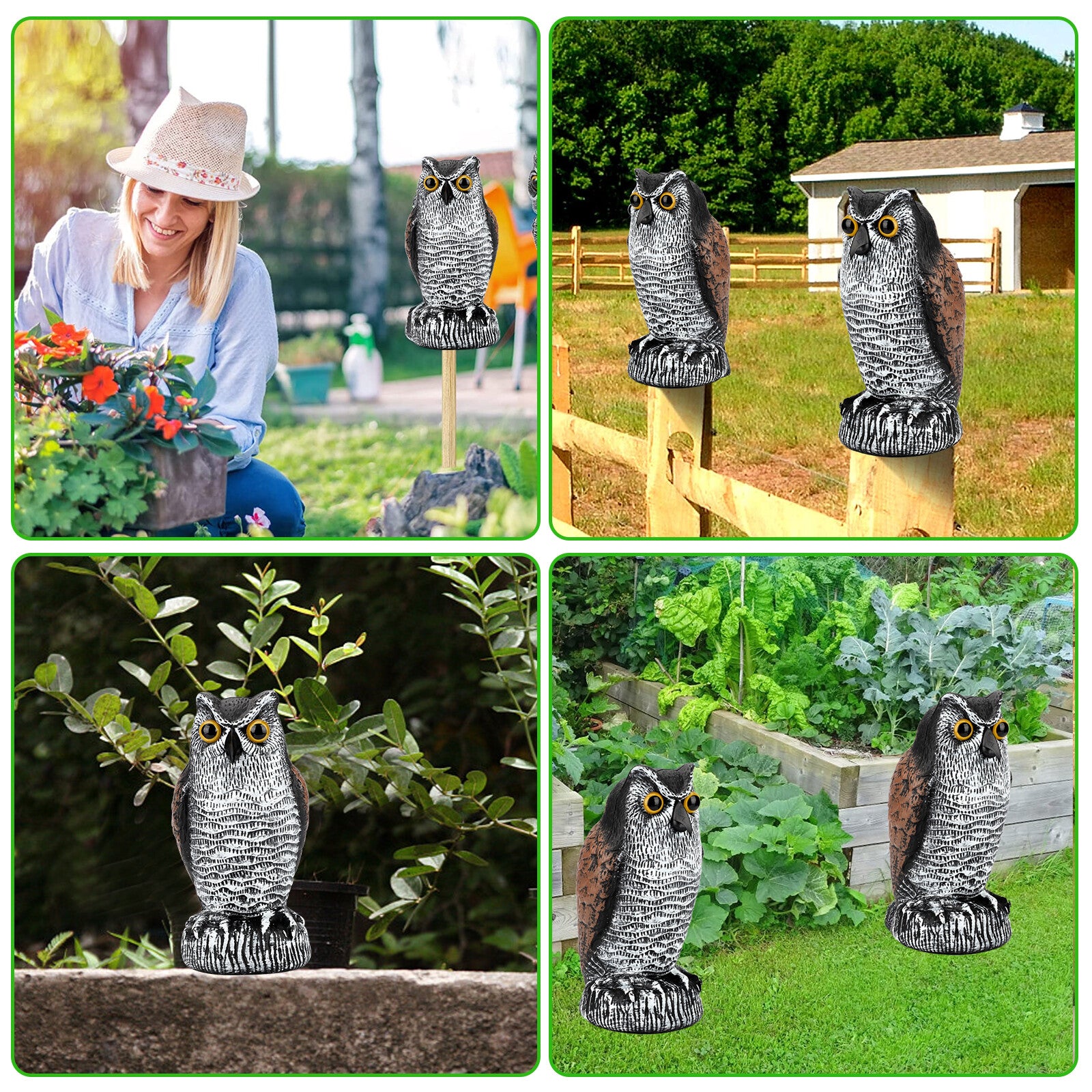 Owl Garden Statue Decoy – Outdoor Yard Decoration Bird Scare Figure