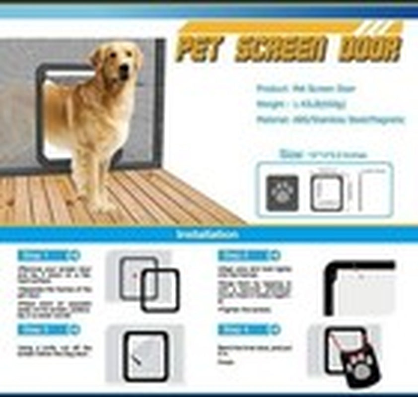 Cat Magnetic Flap Screen Door Pet Puppy Magnetic Lockable Entry Gate Frame