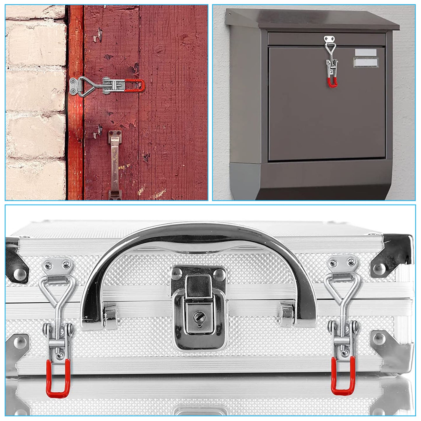 2PCS Heavy Duty Steel Toggle Latch Catches Adjustable Lock Clamp for Boxes Case