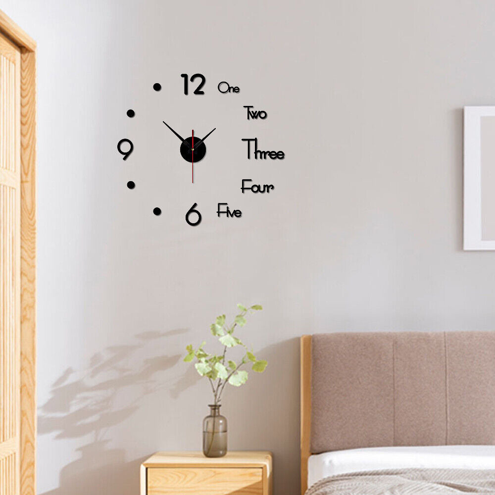 3D Modern DIY Wall Clock Mirror Creative Removable Art Decal Sticker Home Decor