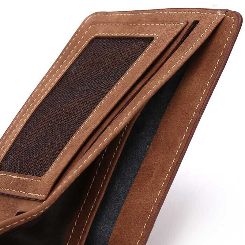 Men'S Soft Leather Bifold Credit ID Card Holder Slim Thin Wallet Brown