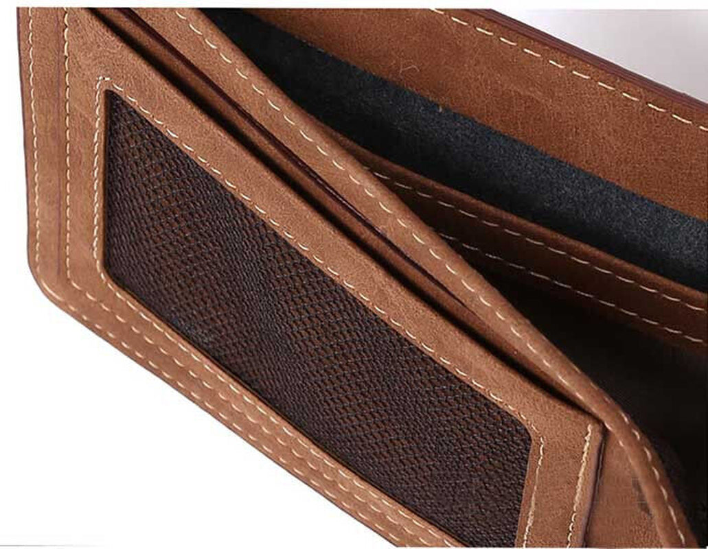 Men'S Soft Leather Bifold Credit ID Card Holder Slim Thin Wallet Brown