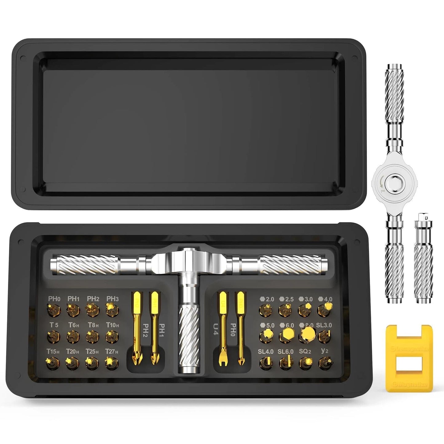 Screwdriver 30 in 1, Magnetic Screwdriver Set with T Ratchet Handle Repair Tool