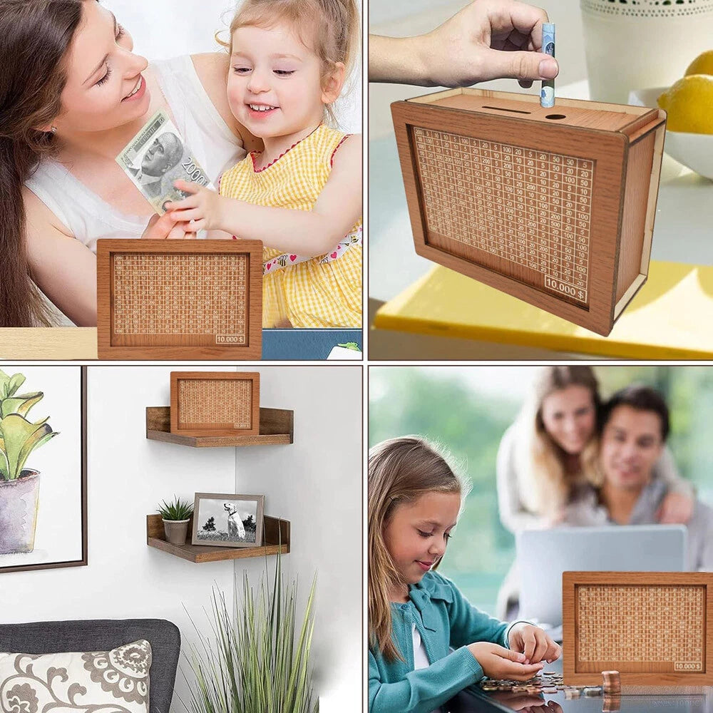  Wooden Savings Box Wooden Cash Cash Vault Saver Money Saving Box with Countdown