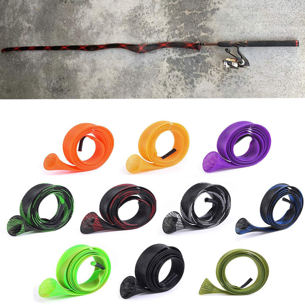10 PCS Fishing Rod Sock Mesh Covers Braided Pole Protector Sleeve Fish Tool USA