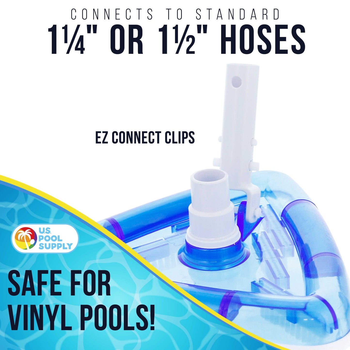 Weighted Transparent Clear Triangular Swimming Pool Vacuum Head, Cleans Debris