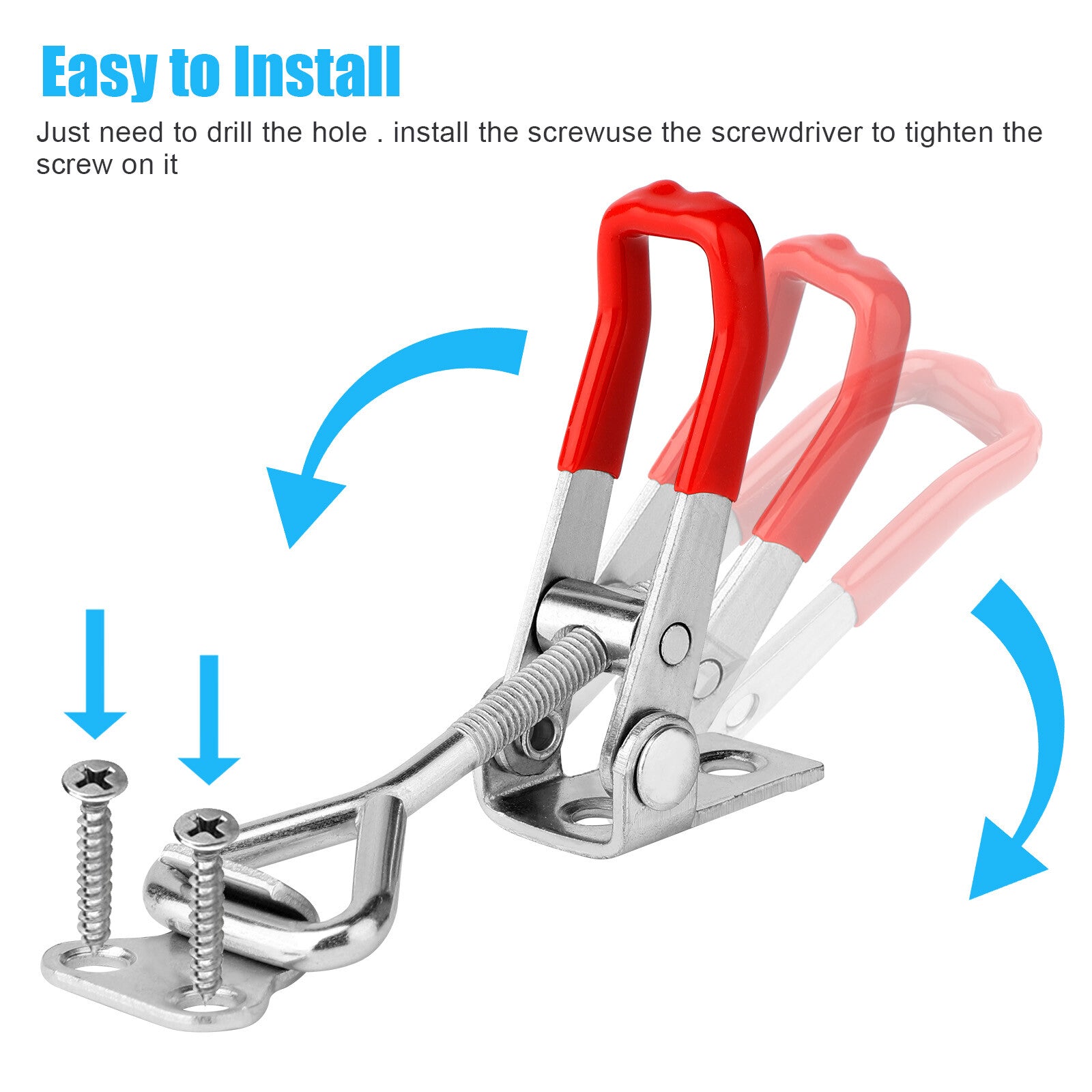 2PCS Heavy Duty Steel Toggle Latch Catches Adjustable Lock Clamp for Boxes Case