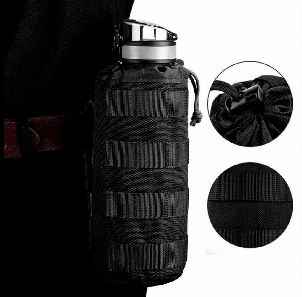 Molle Tactical Water Bottle Bag Pouch Kettle Holder Carrier Camping Hiking Bag