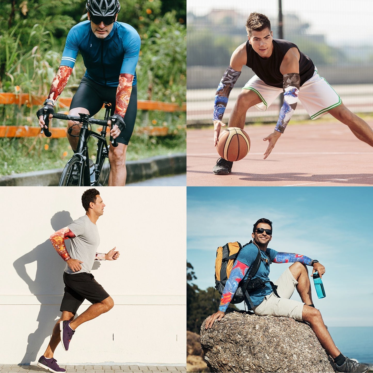 3 Pair Cooling Arm Sleeves Cover UV Sun Protection Cycling Running for Men Women