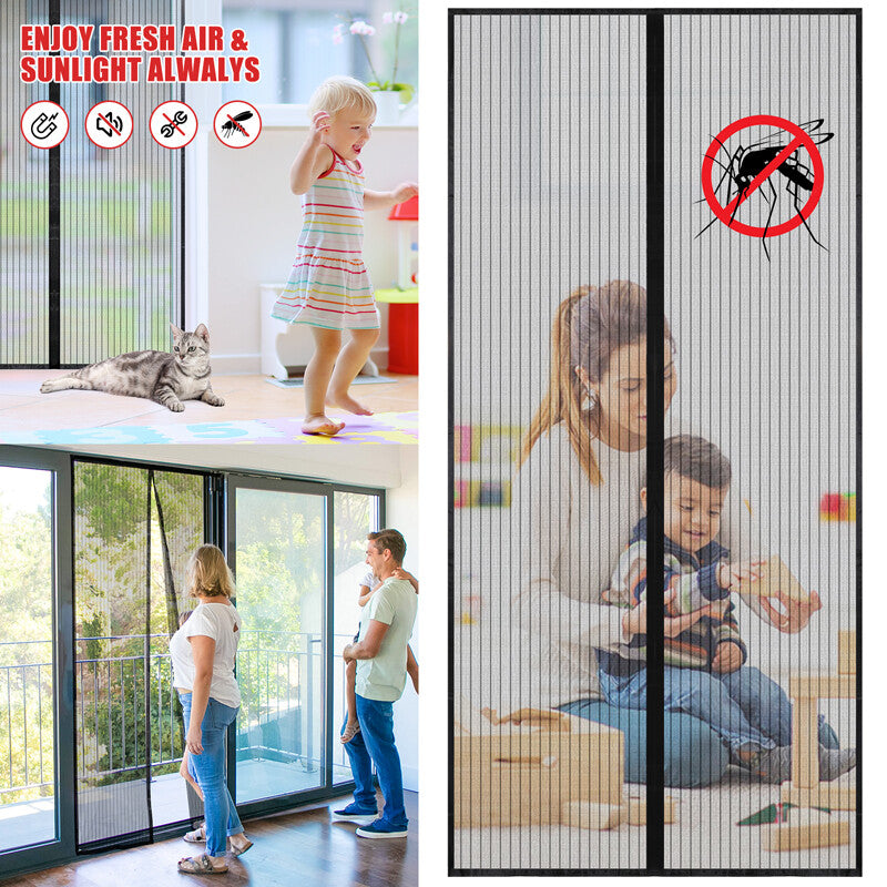 Magnetic Screen Door Mesh Curtain Heavy Duty Mosquito Net Bug Hands Free Closer