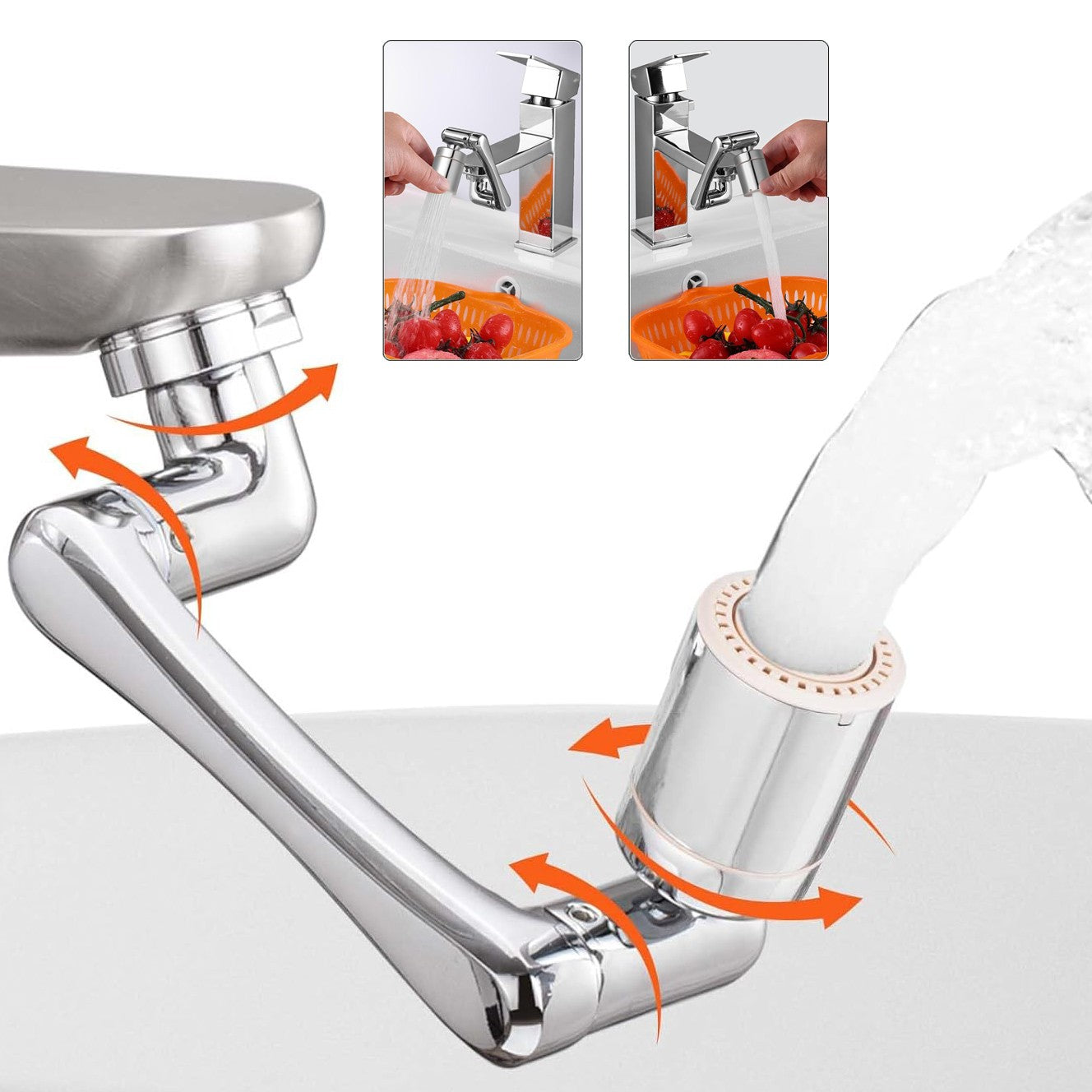 Universal 1440° Swivel Extension Faucet Rotate Robotic Arm Tap Extenders 2 Mode