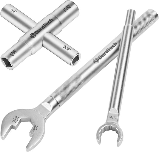 3-In-1 Plumber Wrench & 4 Way Sillcock Key for Valve, Faucet Nuts, and Spigots  2-Pack