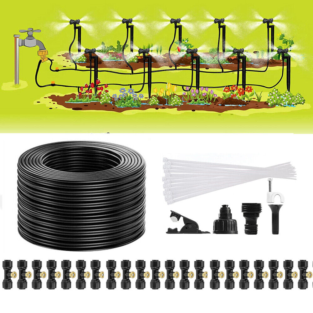 Outdoor Patio Water Mister Nozzle Misting Cooling System Fan Cooler 30FT/50FT