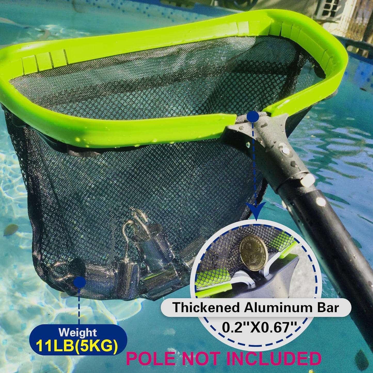 Poll Net Heavy Duty Aluminum Frame Swimming Pool Leaf Skimmer Nets for Cleaning