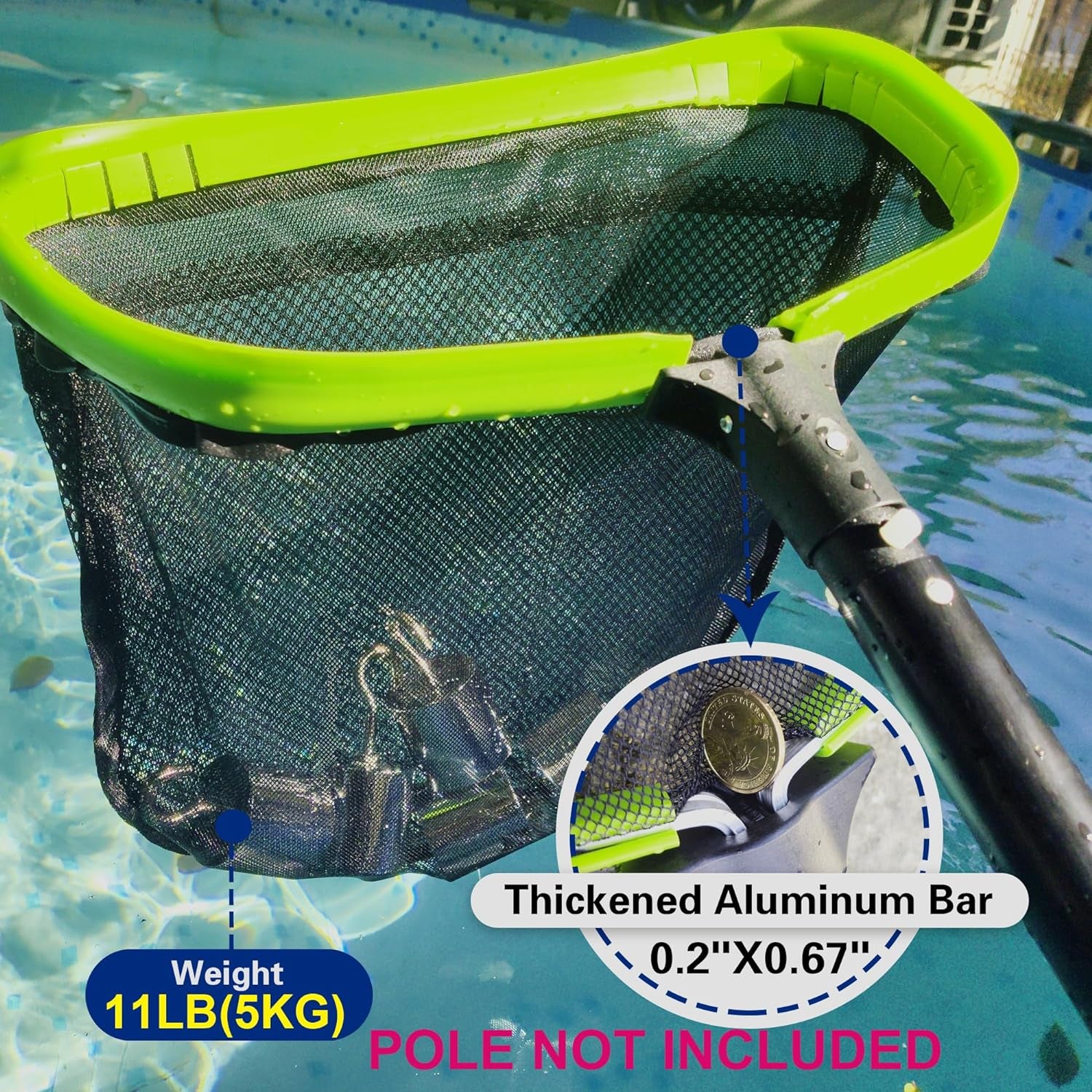 Poll Net Heavy Duty Aluminum Frame Swimming Pool Leaf Skimmer Nets for Cleaning