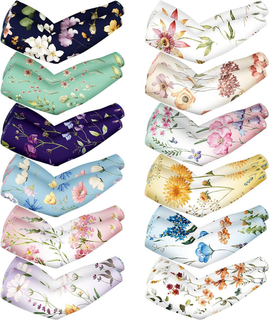 12 Pairs Gardening Arm Sleeves Sun Protection Flower Arm Sleeves UV Protection Cooling Arm Cover Sleeves for Farmer Running