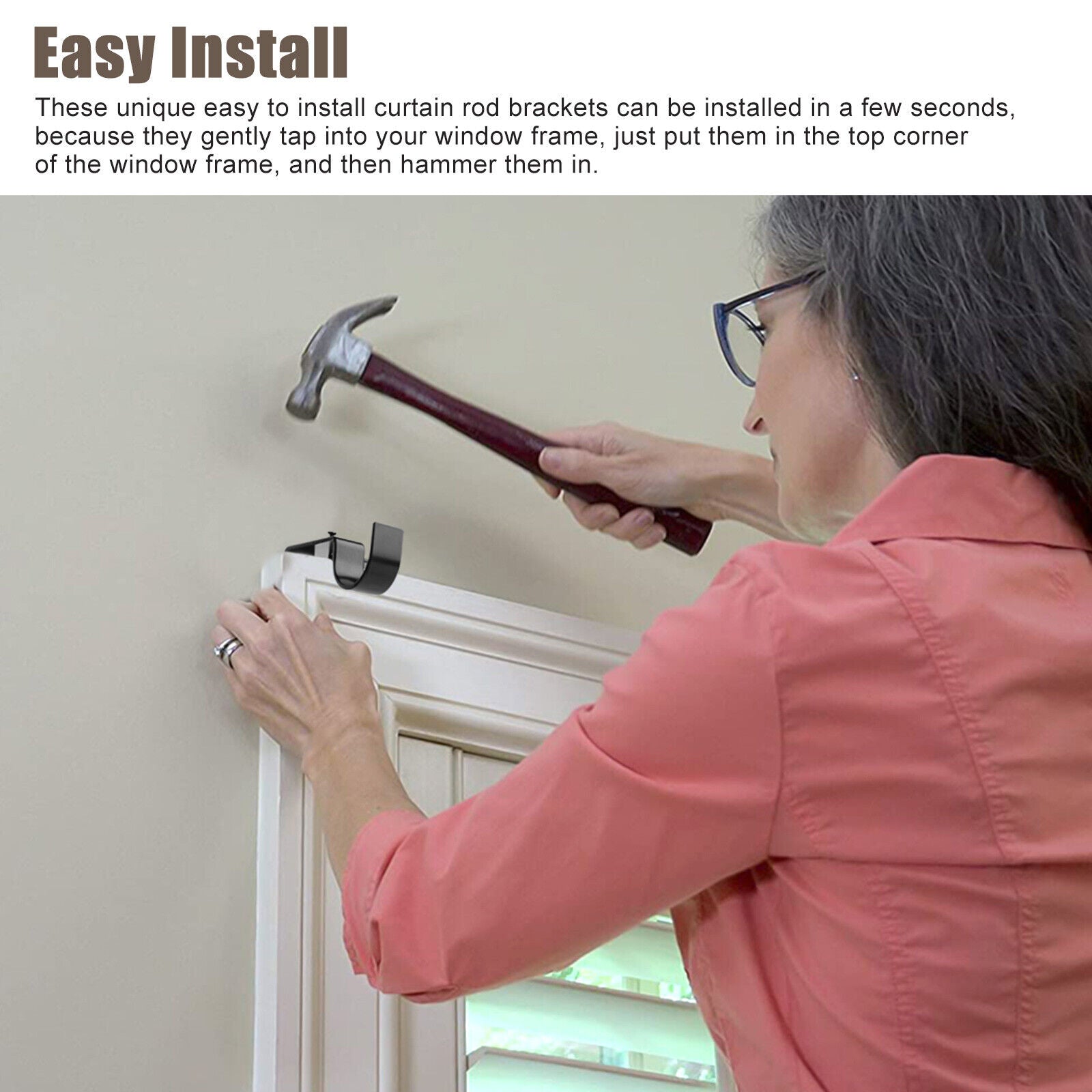 4Pcs Curtain Pole Brackets No Drill Curtains Rod Holder into Wooden Window Frame