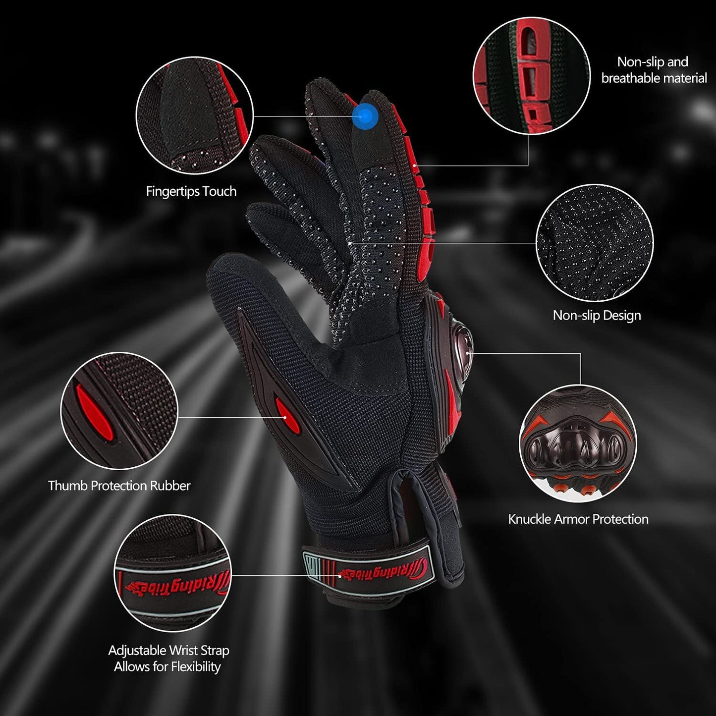 Motorcycle Gloves for Men Women Full Finger Touchscreen Motorbike Riding Gloves