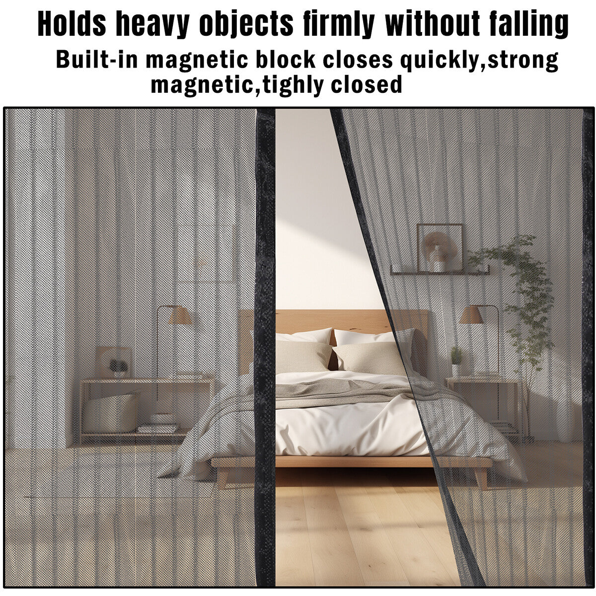 Magnetic Screen Door Mesh Curtain Heavy Duty Mosquito Net Bug Hands Free Closer