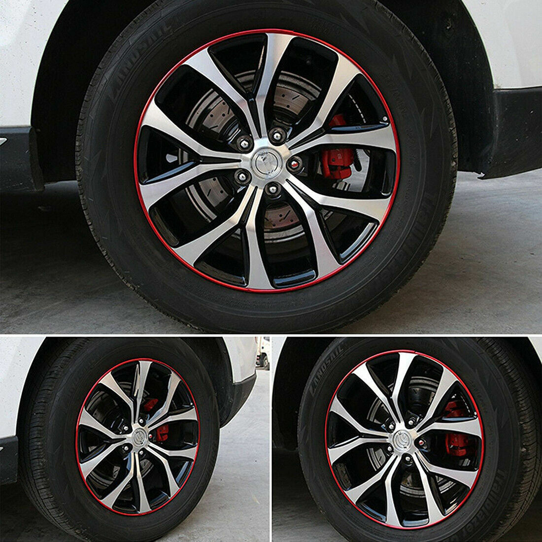 26FT Red Vehicle Car Wheel Hub Rim Trim Guard Protector Rubber Strip Universal