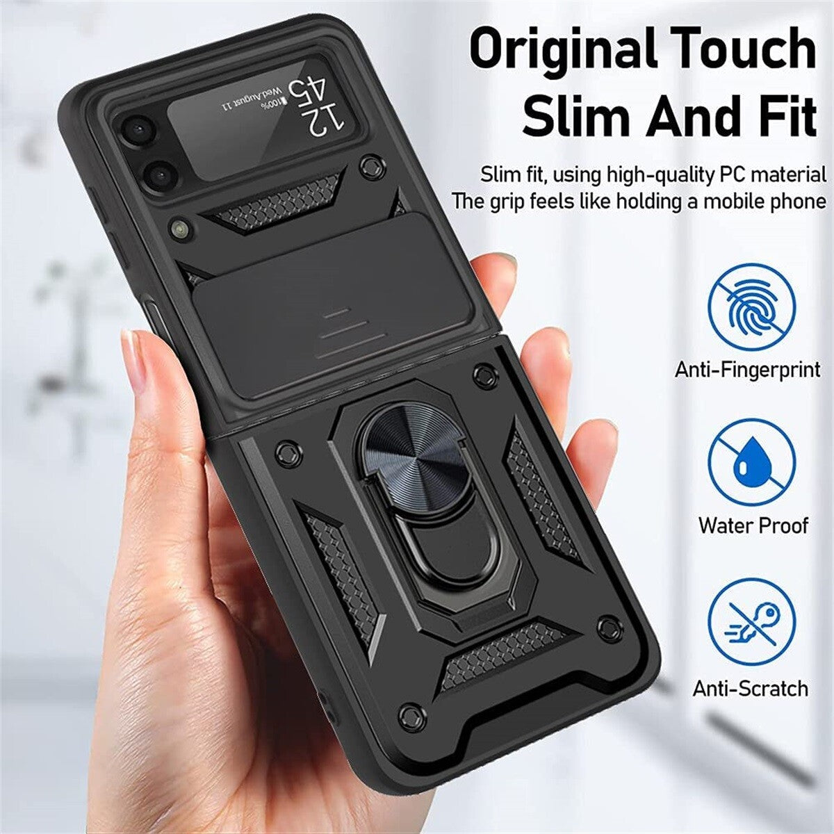Shockproof Case For Samsung Galaxy Z Flip6 Flip5 4 Case Shockproof Stand Slide Camera Ring Cover