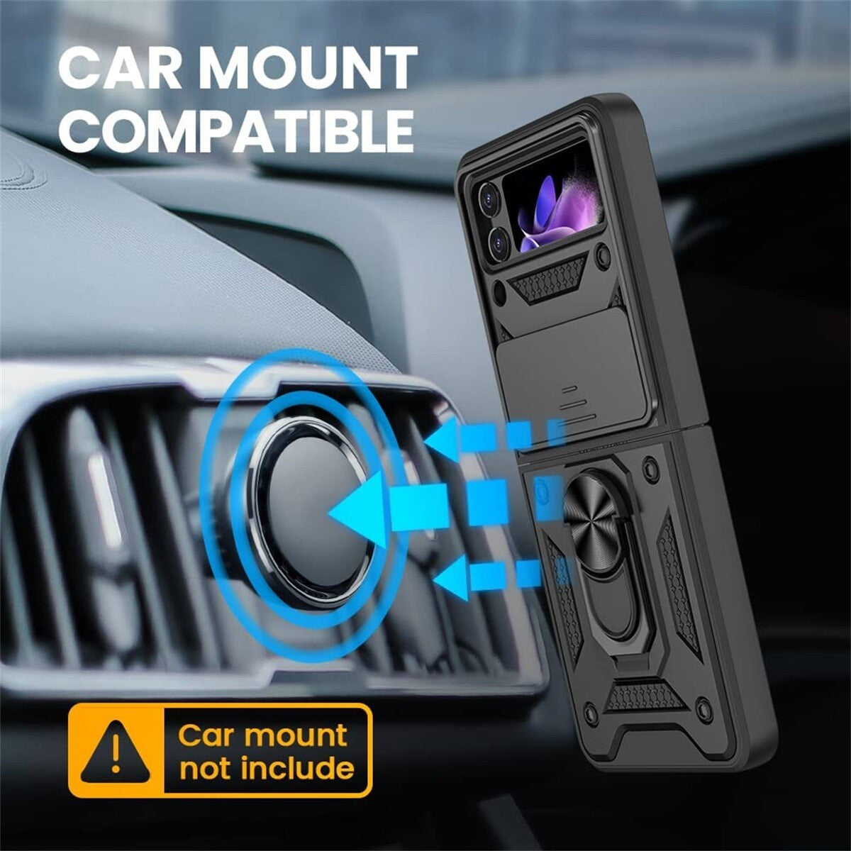 Shockproof Case For Samsung Galaxy Z Flip6 Flip5 4 Case Shockproof Stand Slide Camera Ring Cover