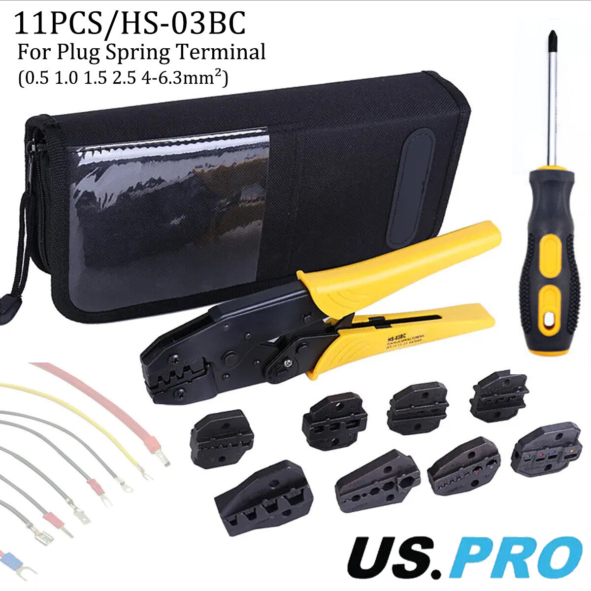 Ratcheting Crimping Tool Kit Cord End Terminals Wire Crimper Pliers 8Dies W/Case