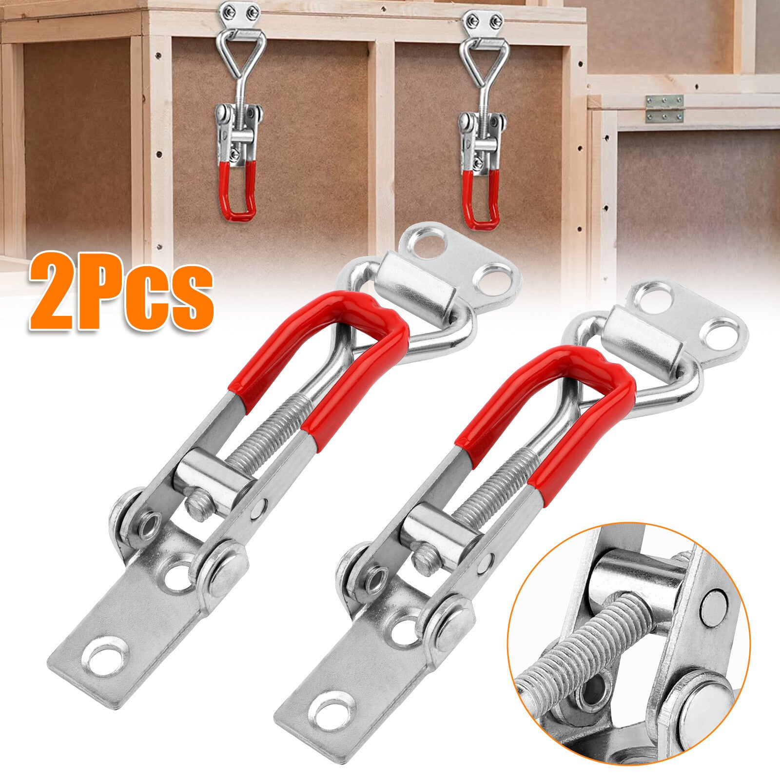2PCS Heavy Duty Steel Toggle Latch Catches Adjustable Lock Clamp for Boxes Case