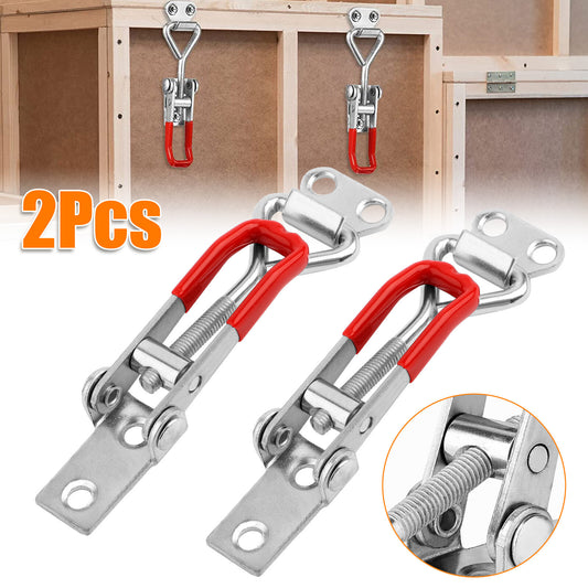 2PCS Heavy Duty Steel Toggle Latch Catches Adjustable Lock Clamp for Boxes Case