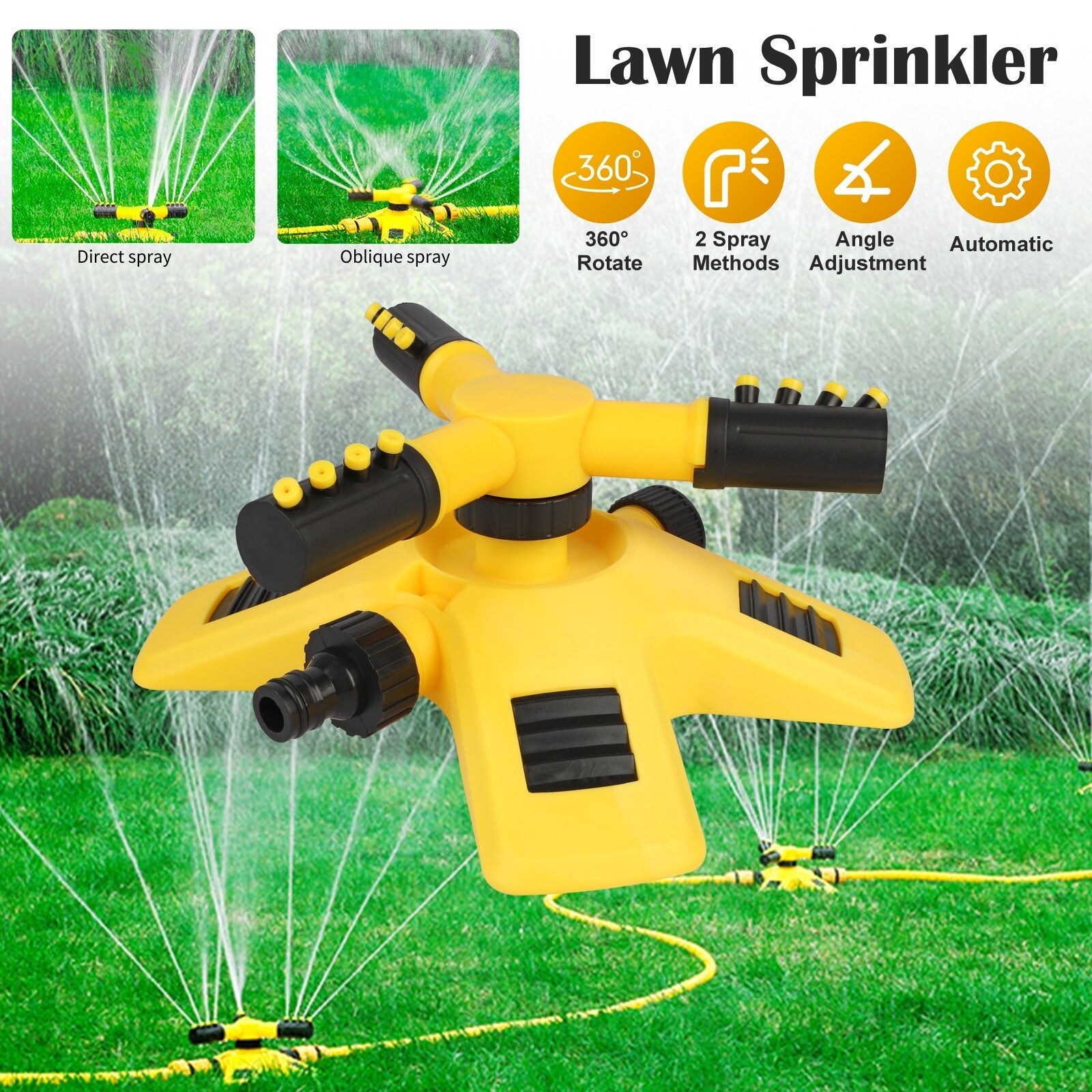 360° Automatic Rotating Lawn Sprinkler – 2 Spray Modes, Wide Coverage, Garden & Lawn Irrigation