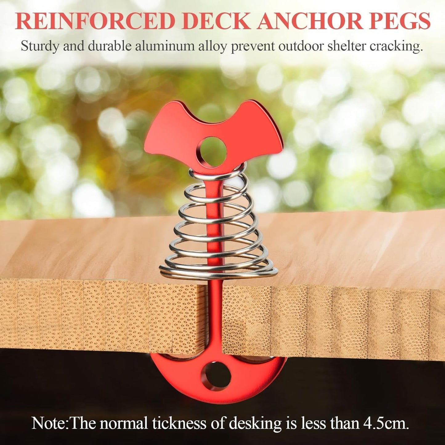 10Pcs Deck Peg Deck Anchors with Carabiners, Aluminium Deck Tie down Tent Stakes
