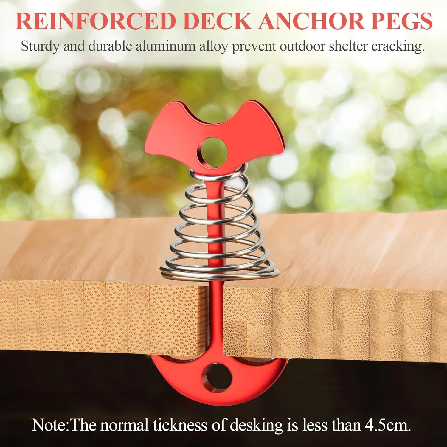 10Pcs Deck Peg Deck Anchors with Carabiners, Aluminium Deck Tie down Tent Stakes