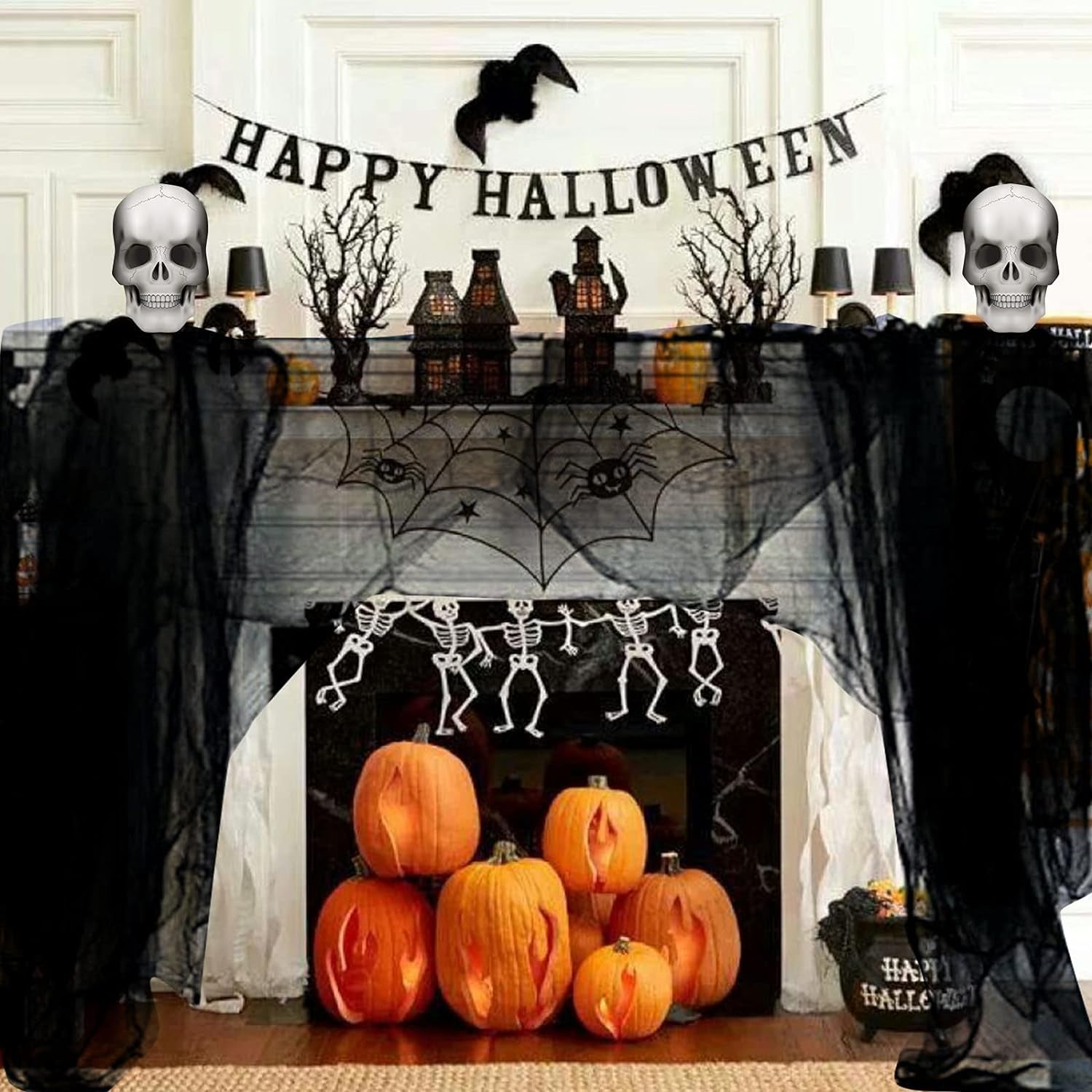 Halloween Creepy Cloth Spider Web Halloween Decorations Outdoor Indoor Party Yard Spooky Backdrops Home 355" x 79"