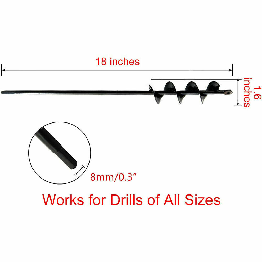 18" Planting Auger Spiral Hole Drill Bit Garden Soil Yard Earth Bulb Hole Digger