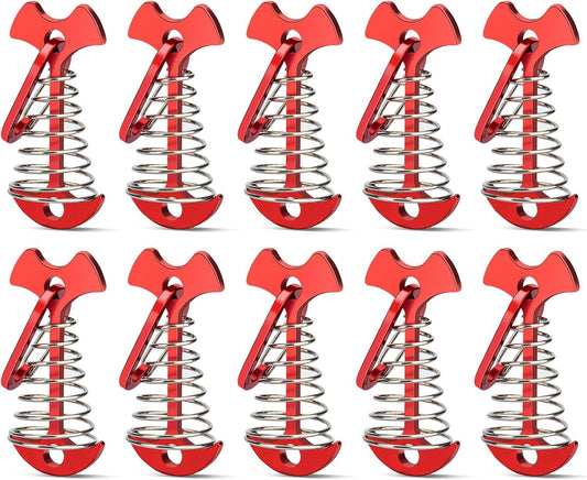 10Pcs Deck Peg Deck Anchors with Carabiners, Aluminium Deck Tie down Tent Stakes