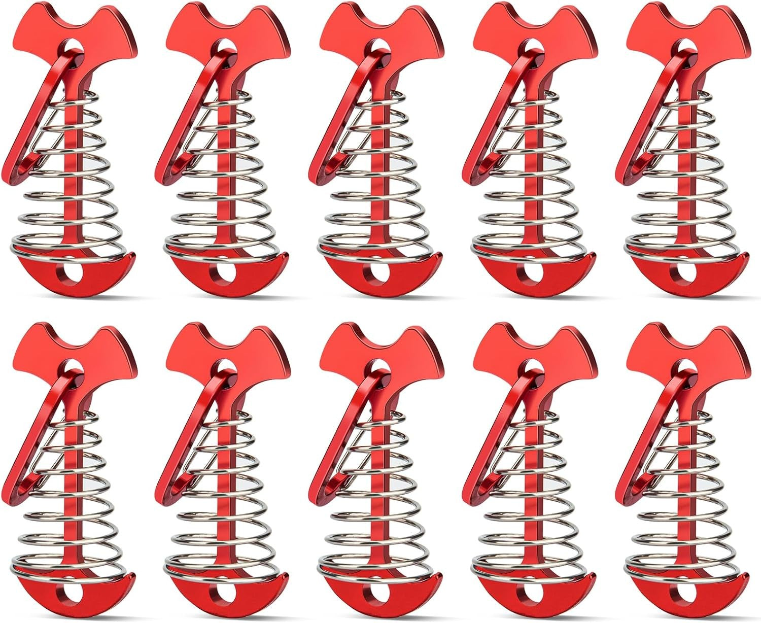 10Pcs Deck Peg Deck Anchors with Carabiners, Aluminium Deck Tie down Tent Stakes