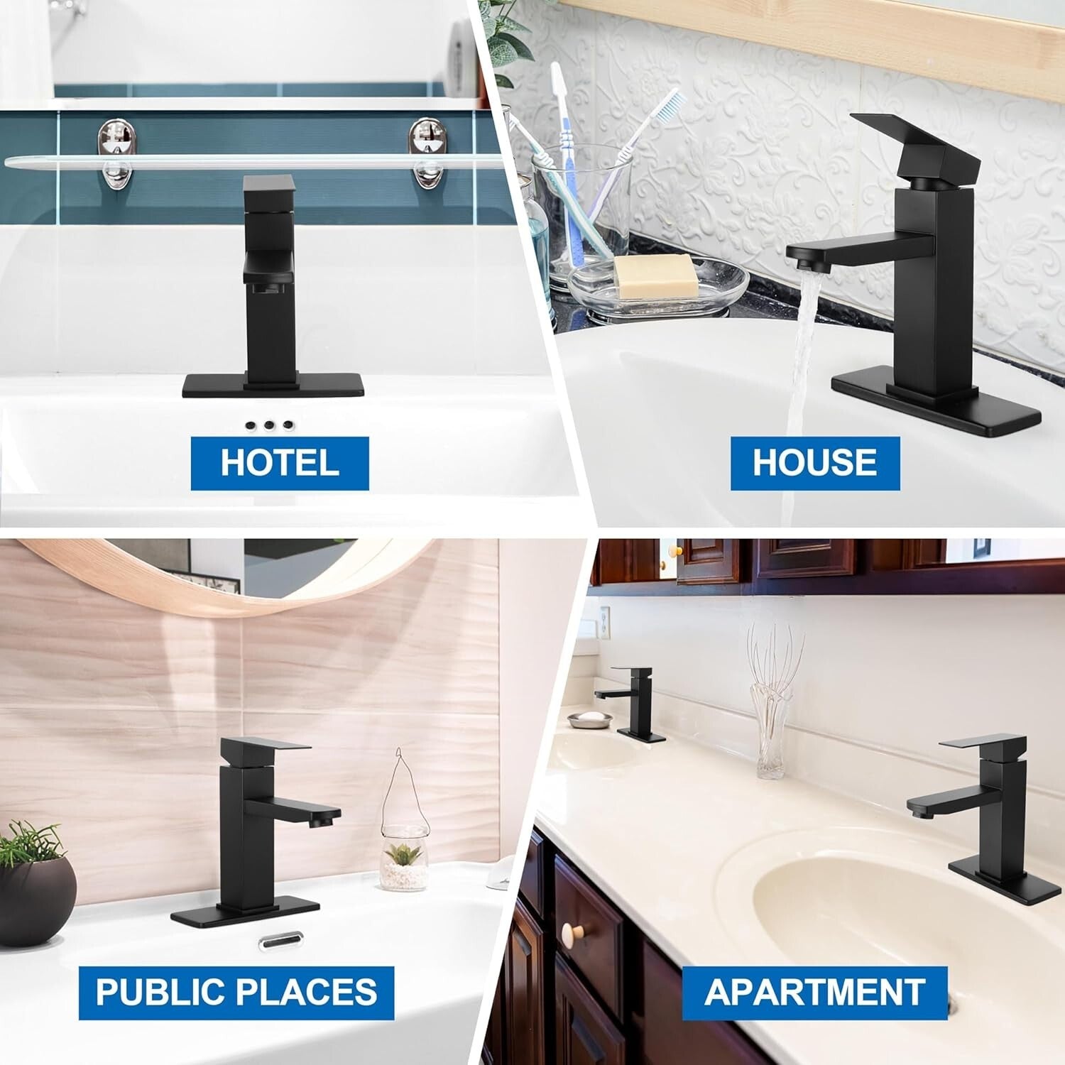 Bathroom Faucet with Drain & Hooks, Brushed Nickel Bathroom Faucets for Sink 1 O
